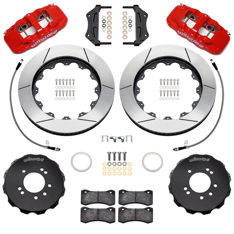 Wilwood 99-02 Nissan Skyline Aerolite 6R Front BBK w/ 14.00in Slotted Rotors & Flexlines - Red-thumbmail-1