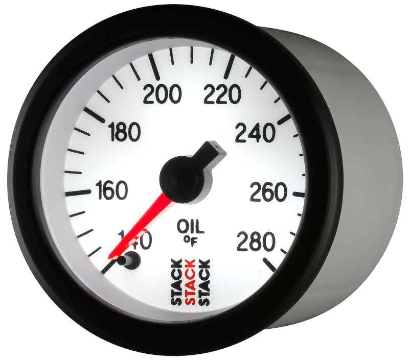 Autometer Stack 52mm 140-280 Deg F 1/8in NPTF Male Pro Stepper Motor Oil Temp Gauge - White-thumbmail-4