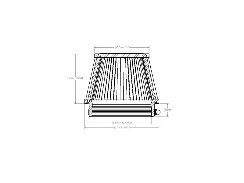 aFe POWER Universal Clamp-On Air Filter w/ D2 Dura-Dry Media - 6in F x 7.5in B x 5.5in T x 5in H-thumbmail-6