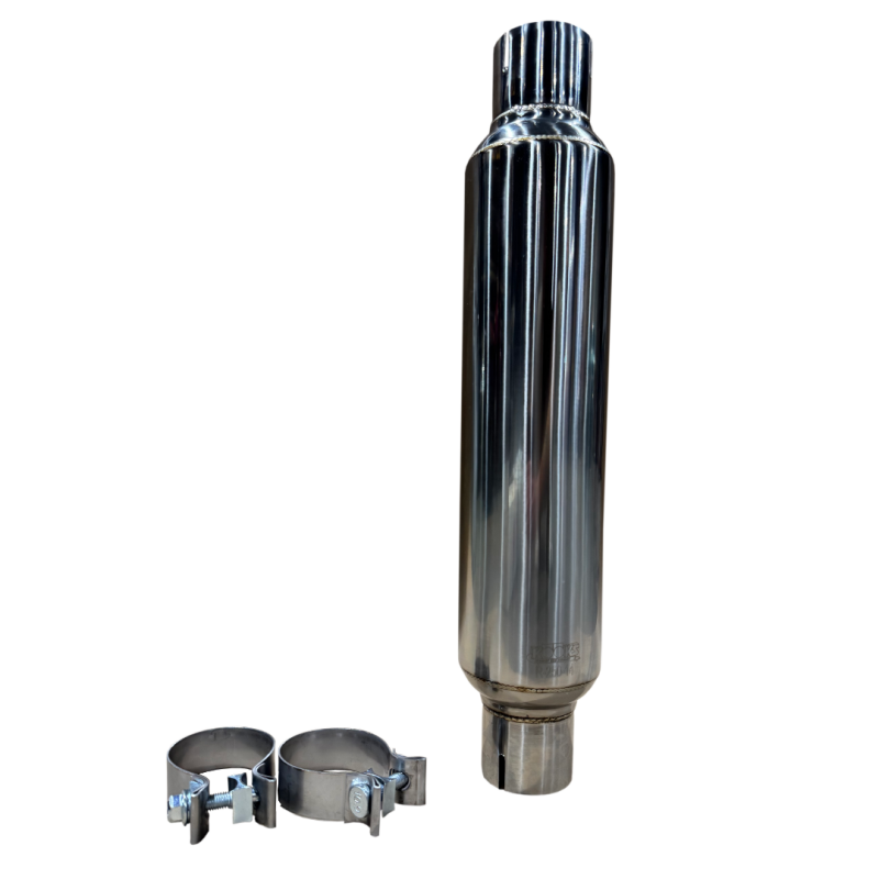Kooks 2.5in Round Clamp In Muffler 14in Long Polished Stainless Steel-thumbmail-1