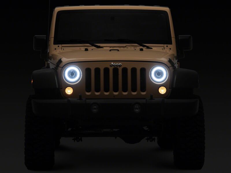 Raxiom 07-08 Jeep Wrangler JK Hi Output LED Headlights/Angel Eye DRL- Black Housing- Clear Lens-thumbmail-2