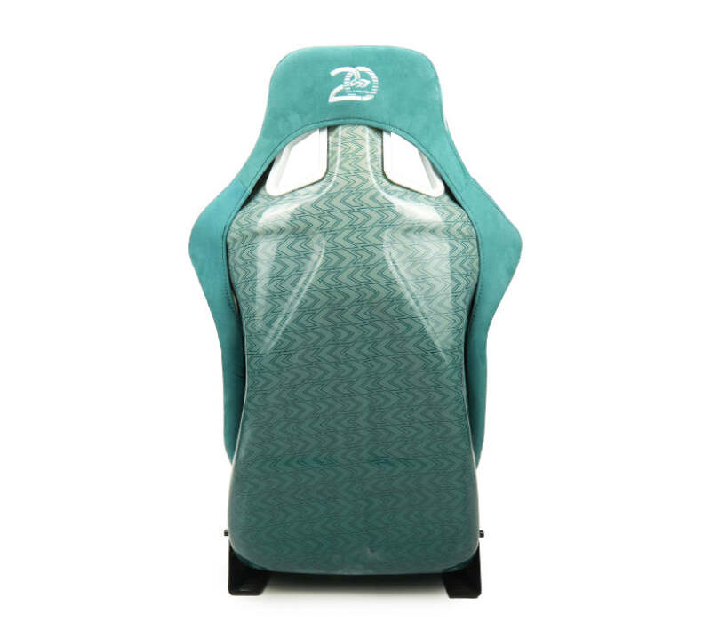 NRG FRP Bucket Seat - 20 Year Anniversary - Microfiber Green w/ White Stripes & Arrow Design - Large-thumbmail-2