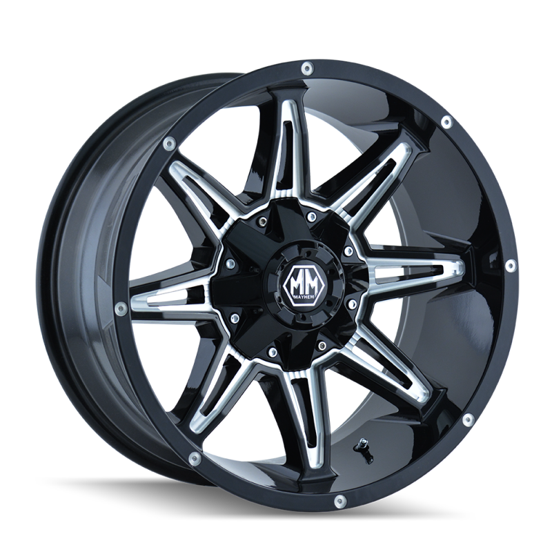 Mayhem 8090 Rampage 20x9 / 8x165.1 BP / 18mm Offset / 130.8mm Hub Gloss Black Milled Wheel-thumbmail-1