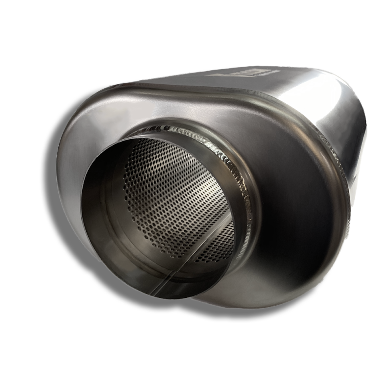 Ticon Industries 12in Overall Length 4in Oval Titanium Muffler - 4in Center In/Center Out-thumbmail-1