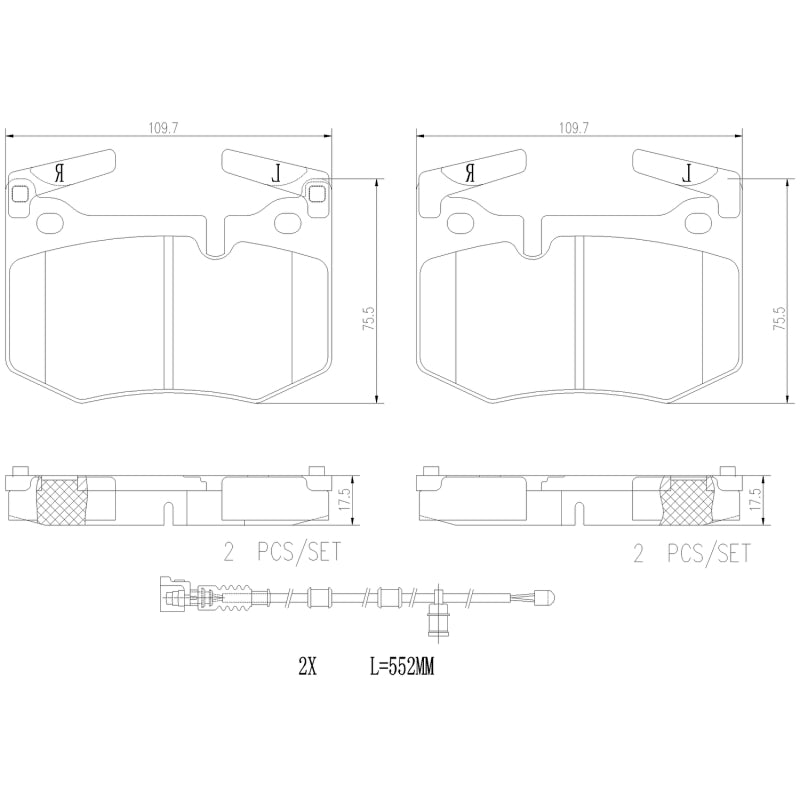 Brembo 16-20 Lexus RC F/ Lexus GS F Rear NAO Brake Pad-thumbmail-1