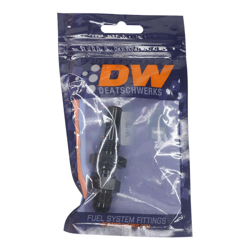 DeatschWerks 6AN Male Flare to Straight 3/8in Single Hose Barb - Anodized Matte Black-thumbmail-2
