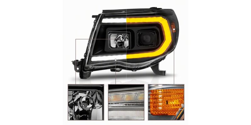 Raxiom 05-11 ToyotaTacoma Axial Series Switchback Projector Headlights- Black Housing- Clear Lens-thumbmail-5