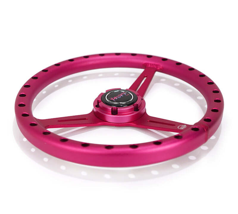 NRG Aluminum Steering Wheel 330mm - Extra Light - Ergonomic Grip - Anadized Pink-thumbmail-3