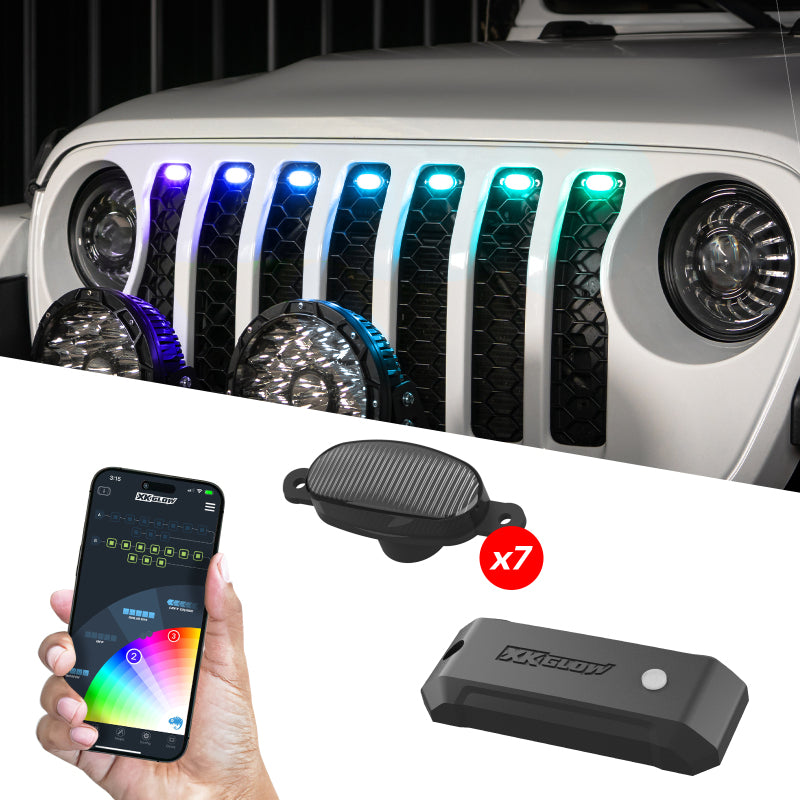 XK Glow XKmax Pre-Runner Style RGBW LED Grill Pods - 7pc-thumbmail-1