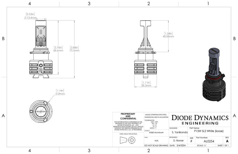 Diode Dynamics P13W Yellow SL2 LED Bulb (one)-thumbmail-4