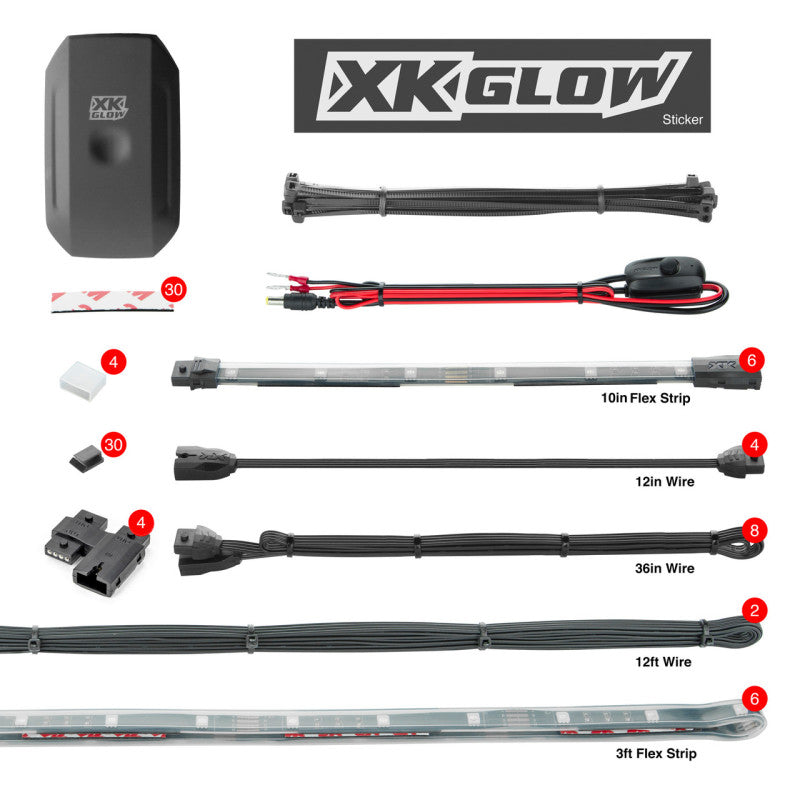 XK Glow XKchrome Boat Strip Advanced Kit w/ Dual-Mode Dash Mount Controller 8x36In + 8x9In-thumbmail-1