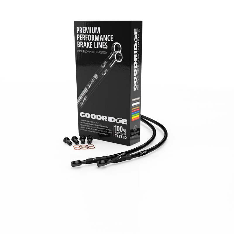 Goodridge 11-14 Harley-Davidson FLSTC Heritage CL (w/ABS) Black Front Brake Line w/Black Fitting-thumbmail-1