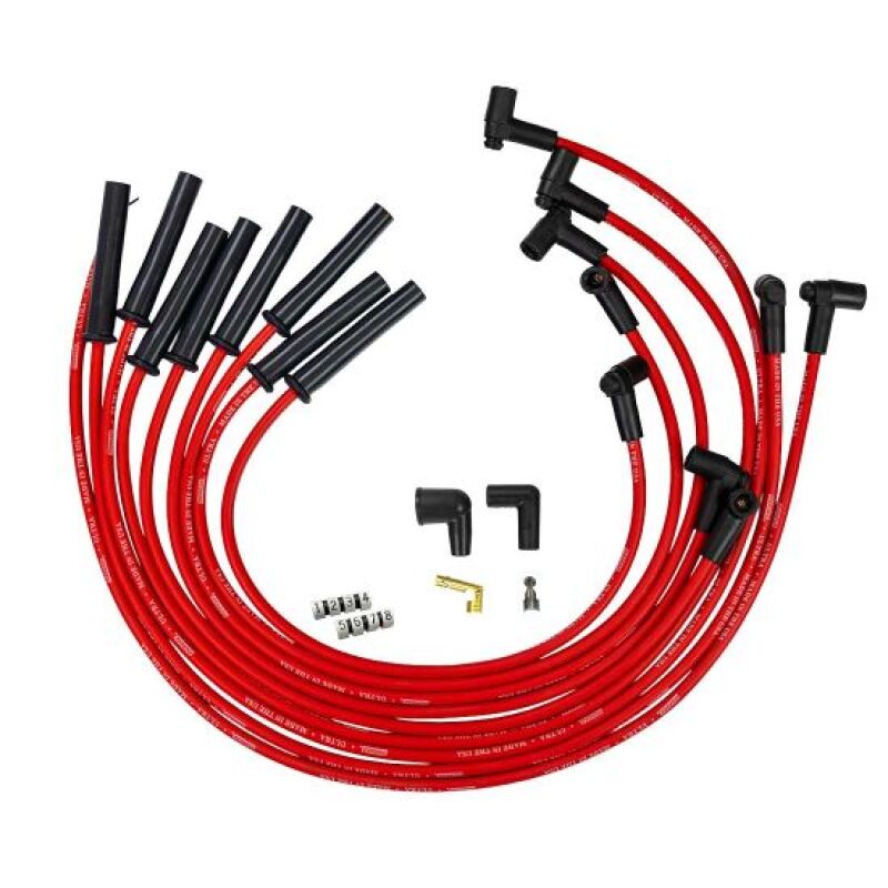 Moroso GM BBC 366-454 HEI-Style w/o Coil In Cap Ultra 350 8mm Multi-Angle Spark Plug Wire Set - Red-thumbmail-1