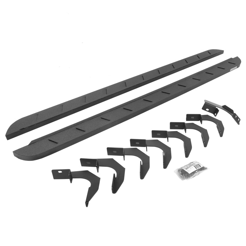 Go Rhino 15-22 GMC Canyon CC 4DR RB10 Slim Running Boards Kit (Incl. Brackets) - Bedliner Coating-thumbmail-1