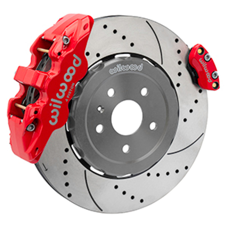Wilwood 20-23 Chevy Corvette C8 Aero4 Red Rear Big Brake Kit - Drilled & Slotted-thumbmail-1