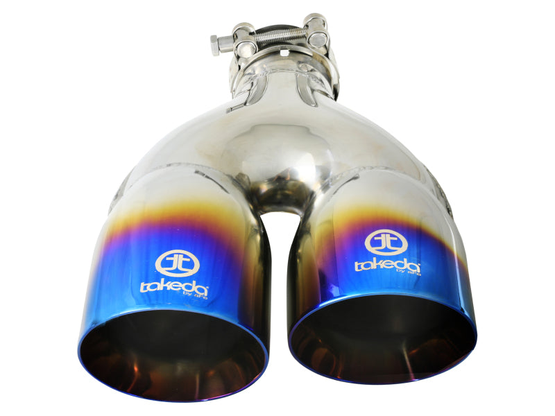aFe Takeda 2.5in 304 Stainless Steel Clamp-on Exhaust Tip Passenger Side 2.5in Inlet 4inDual - Blue-thumbmail-4
