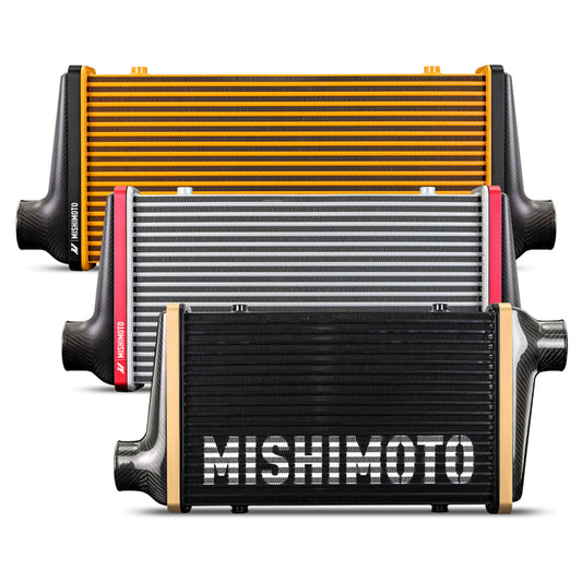 Mishimoto Universal Carbon Fiber Intercooler - Gloss Tanks - 450mm Black Core - C-Flow - BK V-Band