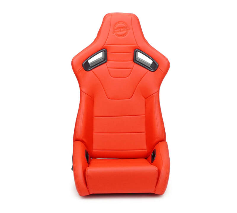 NRG Omega Reclinable Racing Seat (Pair) Red with Black Carbon Vinyl Back-thumbmail-1