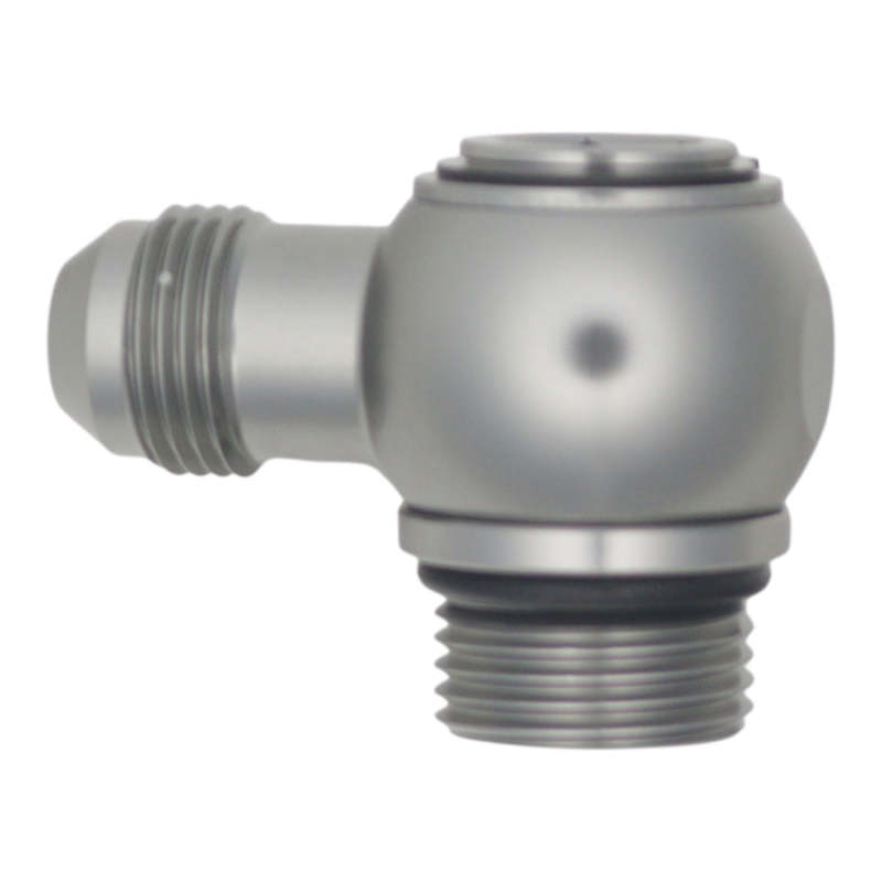 DeatschWerks 10AN ORB Male to 8AN Male Flare Low Profile 90-Degree Swivel - Anodized DW Titanium-thumbmail-1