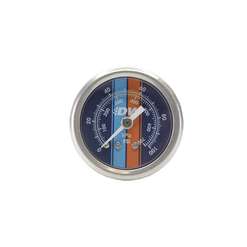 DeatschWerks 0-100 PSI 1/8in NPT Mechanical Fuel Pressure Gauge Brushed Housing Blue Face-thumbmail-1