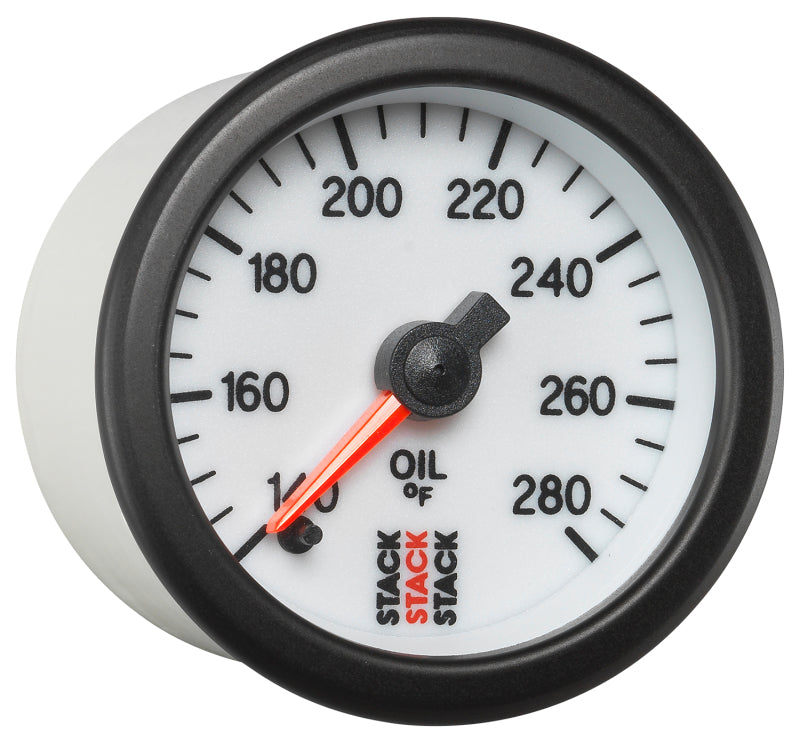 Autometer Stack 52mm 140-280 Deg F 1/8in NPTF Male Pro Stepper Motor Oil Temp Gauge - White-thumbmail-5