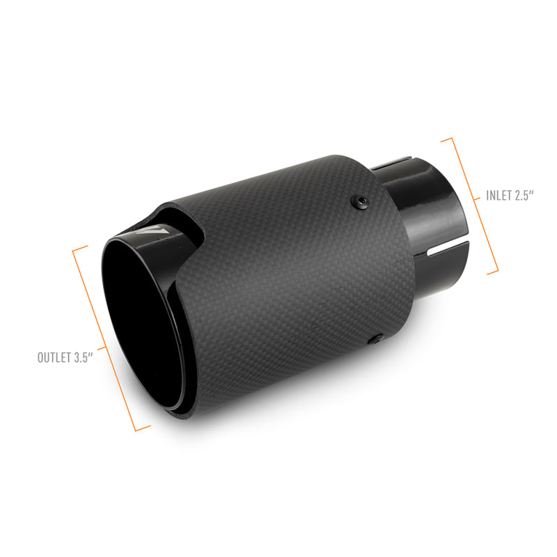 Mishimoto Carbon Fiber Muffler Tip 2.5in Inlet 3.5in Outlet M Black-thumbmail-2