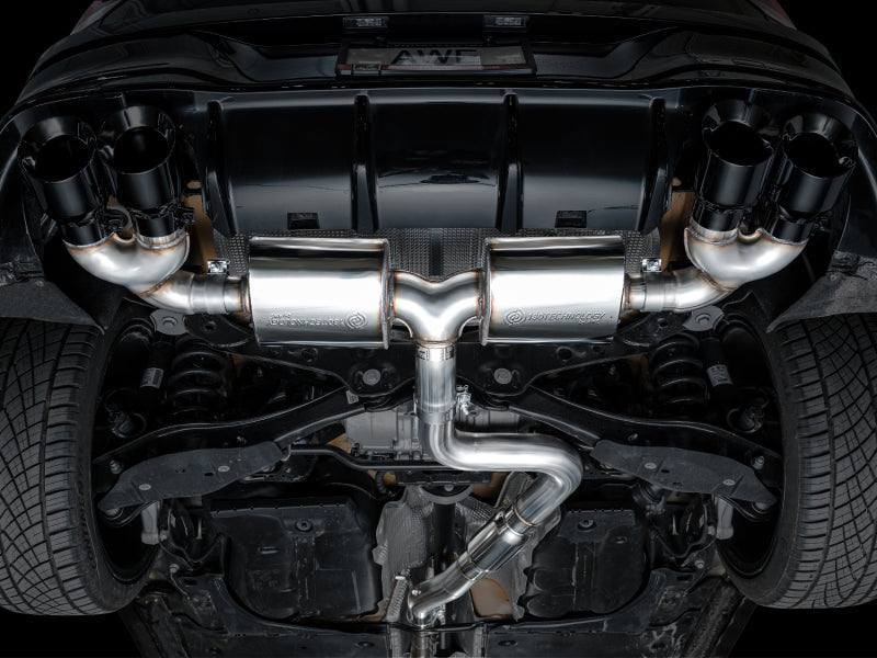 AWE MK8 Volkswagen Golf R 3in Touring Edition Quad Exhaust - Diamond Black Tips-thumbmail-6