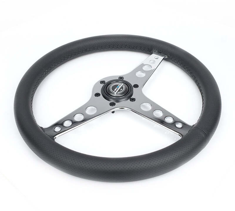NRG Light Weight Gaming Steering Wheel - Driftz 350mm 3 Chrome Spokes Perforated Leather-thumbmail-2