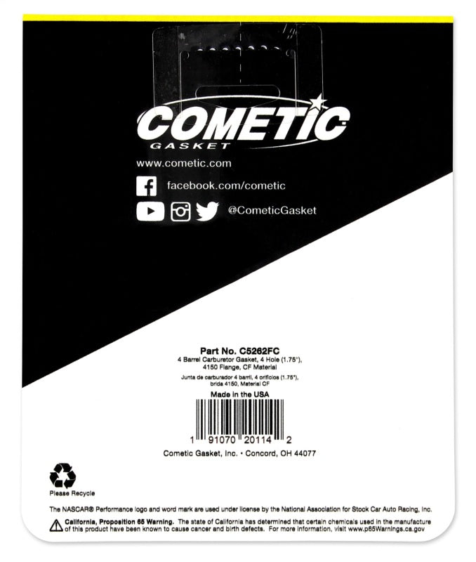 Cometic Holley 4 BBL .060in Fiber Carburetor Mounting Gasket - 4 Hole - 1.750in Holes-thumbmail-4