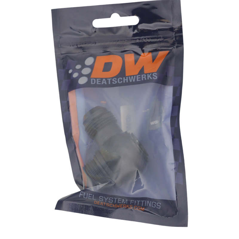 DeatschWerks 10AN ORB Male to 10AN Male Flare Low Profile 90-Degree Swivel - Anodized Matte Black-thumbmail-2