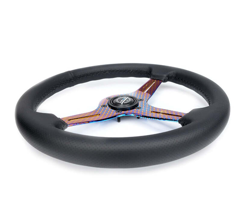 NRG Light Weight Gaming Steering Wheel - 350mm 3 NeoChrome Silver Spokes Perforated Leather-thumbmail-2