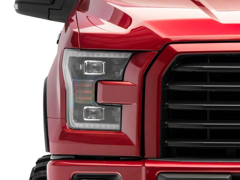 Raxiom 15-17 Ford F-150 LED Projector Headlights with LED Amber DRL- Black Housing- Clear Lens-thumbmail-4