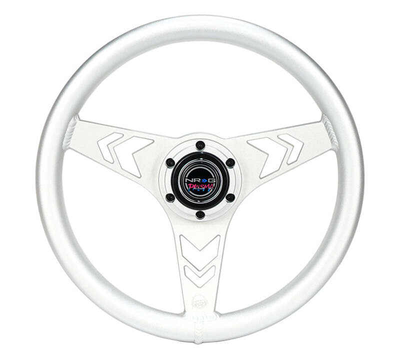 NRG Aluminum Steering Wheel 330mm - Arow Cutout - Ergonomic Grip - Anadized Silver