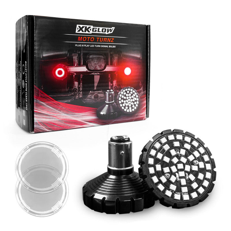 XK Glow Motorcycle Rear LED Turn Signal Kit - Bullet Style Clear Lenses-thumbmail-1