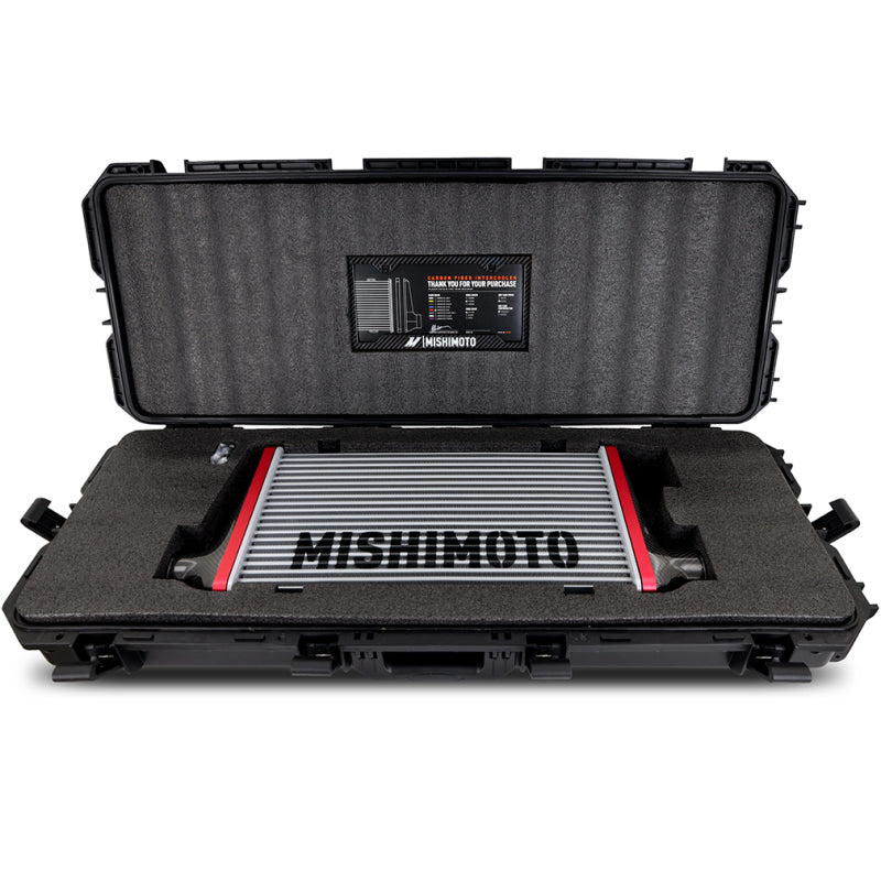 Mishimoto Universal Carbon Fiber Intercooler - Gloss Tanks - 450mm Black Core - C-Flow - BL V-Band