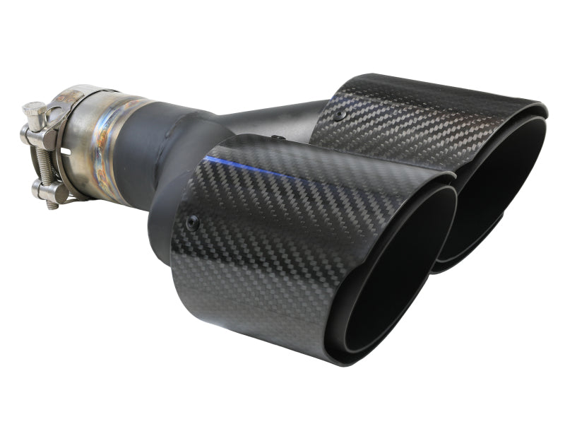 aFe Takeda 2.5in 304 Stainless Steel Clamp-on Exhaust Tip Passenger Side 2.5in Inlet 4inDual-Carbon-thumbmail-1
