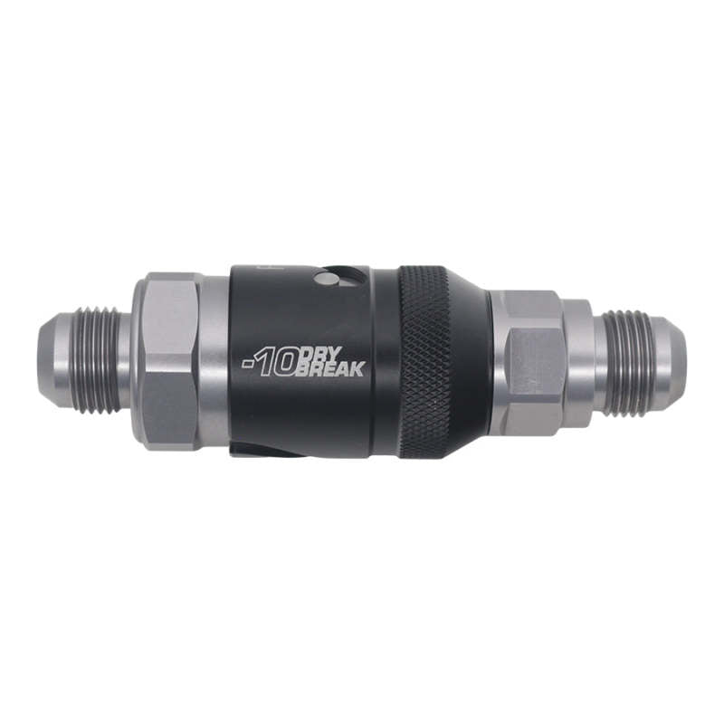DeatschWerks 10AN Male Flare Quick Disconnect Dry Break Fitting - 2 Pieces Anodized Matte Black-thumbmail-1