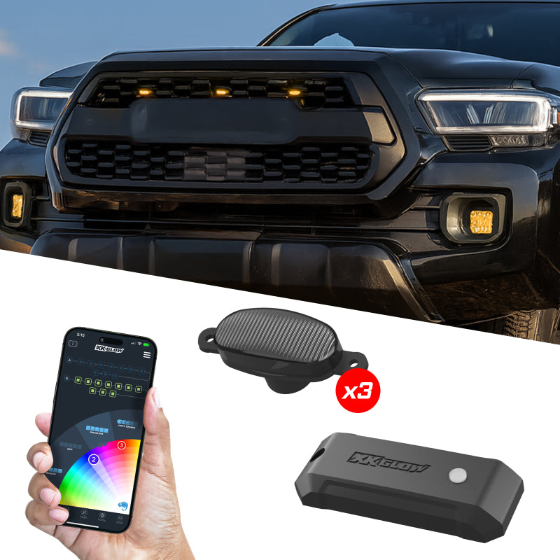 XK Glow XKmax Pre-Runner Style RGBW LED Grill Pods - 3pc-thumbmail-1