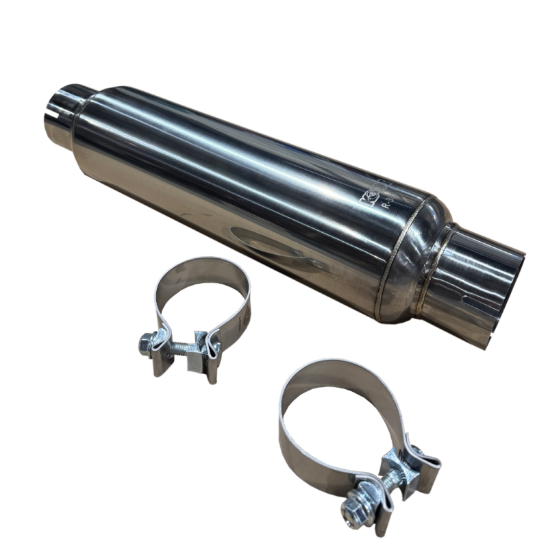Kooks 3in. Round Clamp In Muffler 14in. Long Polished Stainless Steel-thumbmail-1