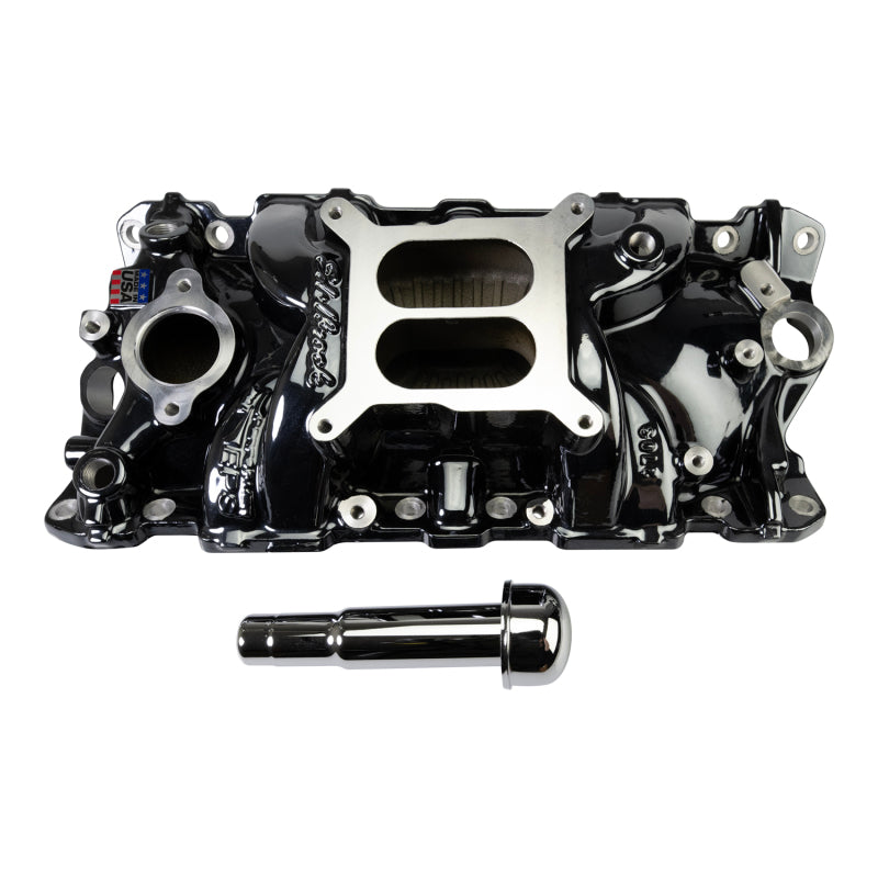 Edelbrock Chevy SB Performer EPS Manifold w/ Oil Fill Tube - Black Plasma-thumbmail-5