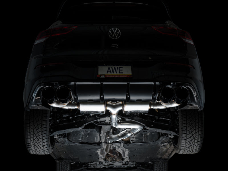 AWE MK8 Volkswagen Golf R 3in Touring Edition Quad Exhaust - Diamond Black Tips-thumbmail-7