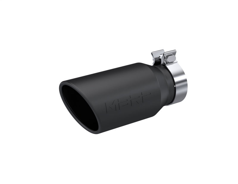 MBRP Universal Tip 4.5in OD / 3.2in Inlet / 10in Length / Angled Cut Rolled End - Black-thumbmail-1
