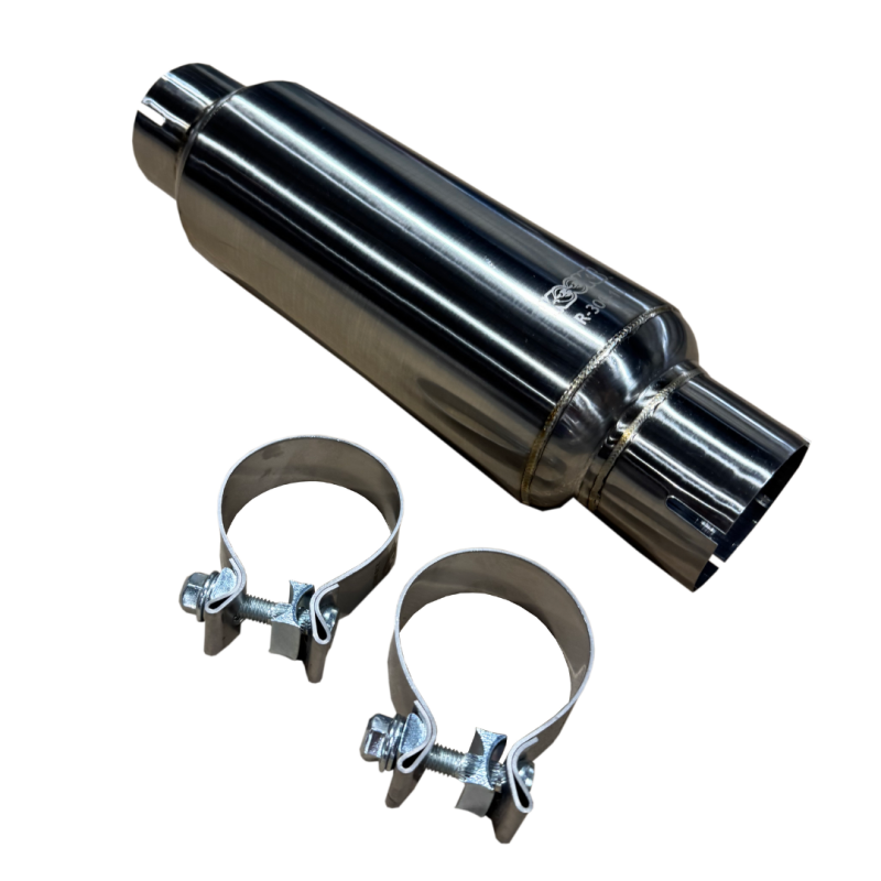 Kooks 3in Round Clamp In Muffler 10in Long Body Polished Stainless Steel-thumbmail-1