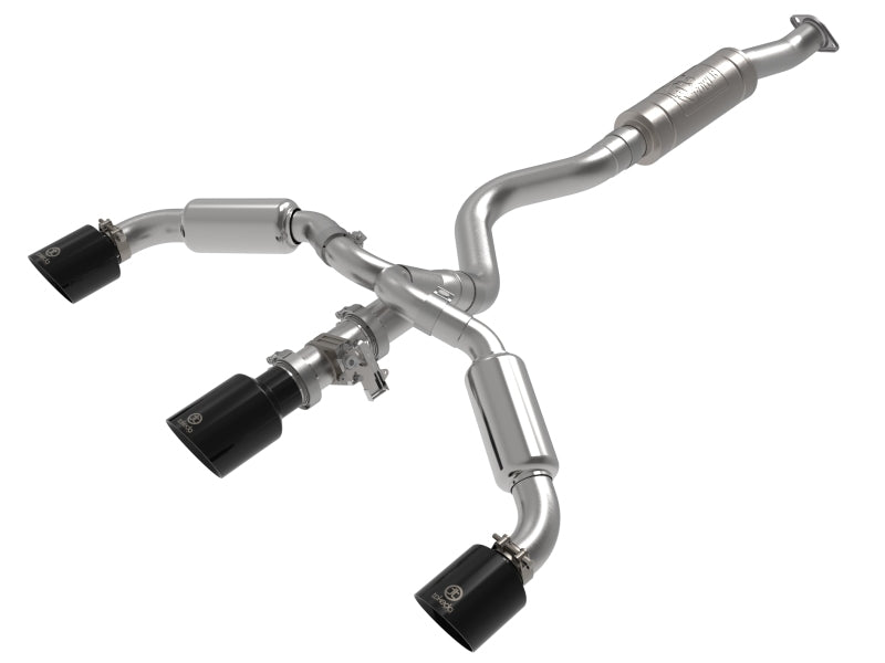 aFe 23-24 Toyota GR Corolla L3 1.6L (t) Gemini XV 3in to 2-1/2in Cat Back Exhaust w/ Black Tips-thumbmail-1