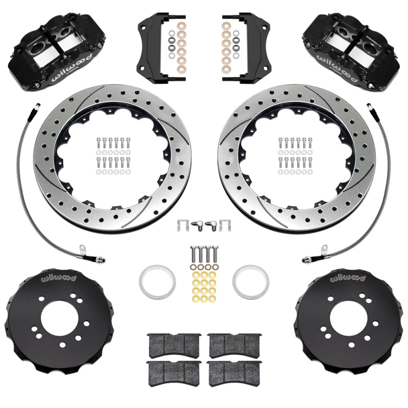 Wilwood 95-98 Nissan Skyline Superlite 6R Front BBK w/ 12.88in D/S Rotors & Flexlines - Black-thumbmail-1