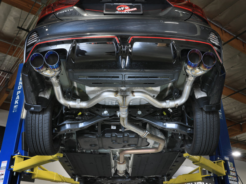 aFe 22-24 Kia Forte GT 1.6L 3in-2.5in 304 Stainless Steel Axle-Back Exhaust w/ Blue Flame Tips-thumbmail-3