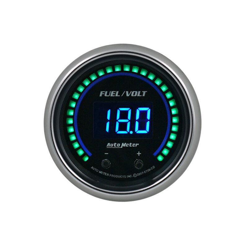 Autometer 52.4mm Black Switchable 0-100 Fuel Level / 8-18V Voltmeter Cobalt Elite Digital Gauge-thumbmail-2