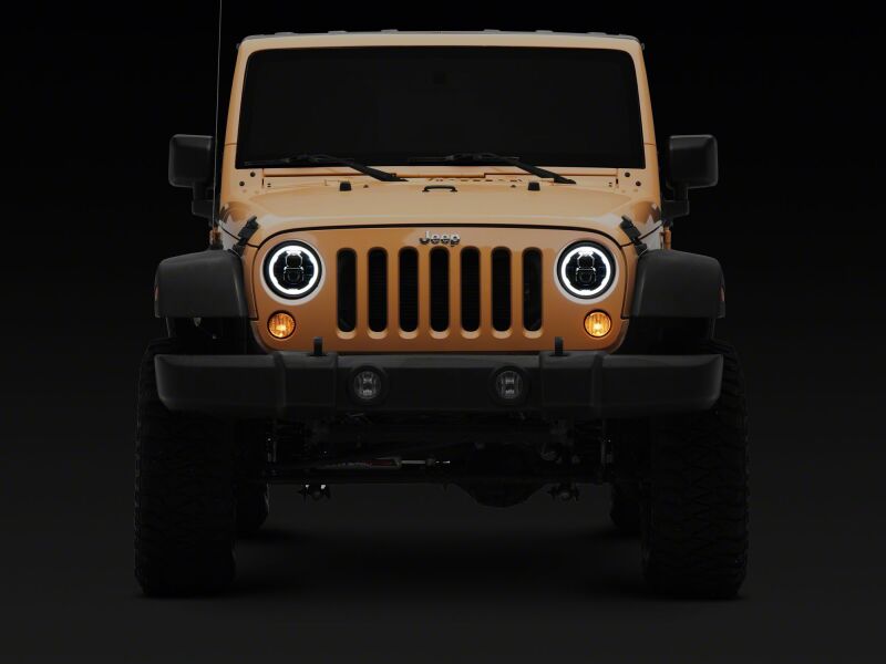 Raxiom 07-18 Jeep Warngler Axial Series 7-Inch LED Headlights w DRL/ Black Housing - Clear Lens-thumbmail-6