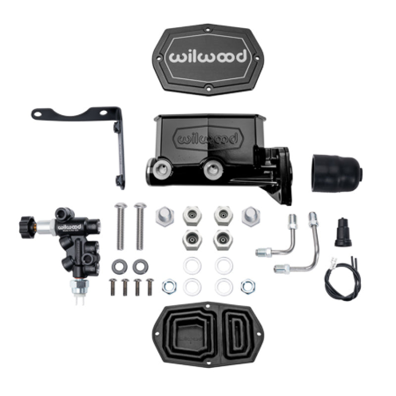 Wilwood Mopar Compact Tandem Master Cylinder Kit w/ Combination Valve 1in Bore - Black-thumbmail-1