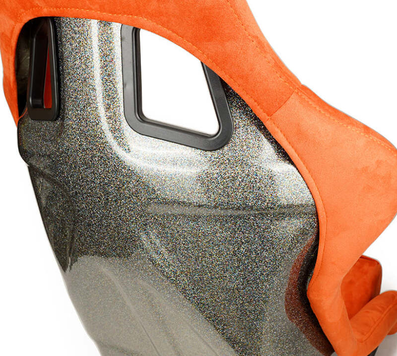 NRG FRP Bucket Seat ULTRA Edition W/ Grey Pearlized Back / Orange Microfiber Material - Large-thumbmail-4